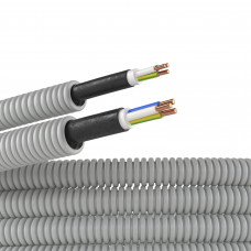 Электротруба ПВХ гибкая гофр. д.16мм, цвет серый, с кабелем ВВГнг(А)-LS 3х2,5мм? РЭК "ГОСТ+", 50м DKC 9S91650