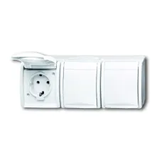 Розетка Schuko 3-м ОП Ocean 16А 250В IP44 альпийский бел. ABB 2084-0-0712