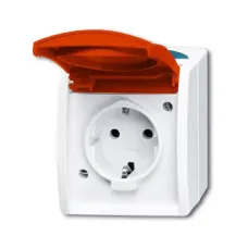 Розетка Schuko ОП Ocean 16А 250В с красной крышкой IP44 сер./сине-зел. ABB 2083-0-0825