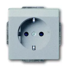 Розетка Schuko Solo/future 16А 250В с полем для надписи серебристо-алюм. ABB 2011-0-3810