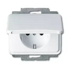 Розетка Schuko Alpha nea 16А 250В с защ. крышкой бел. матовый ABB 2018-0-0711