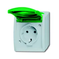 Розетка Schuko ОП Ocean 16А 250В с зеленой крышкой IP44 сер./сине-зел. ABB 2083-0-0819
