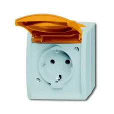 Розетка Schuko ОП Ocean 16А 250В с оранжевой крышкой IP44 сер./сине-зел. ABB 2083-0-0820