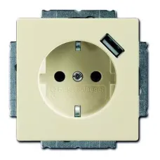 Розетка Schuko Future 16А 700мА с заряд. устройством USB 20 EUCBUSB-82-500 защ. шторки сл. кость (саванна) ABB 2011-0-6177