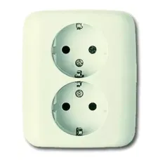 Розетка Schuko 2-м Busch-Duro 2000 SI 16А 250В сл. кость ABB 2014-0-1481