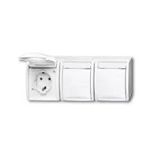 Розетка Schuko 3-м ОП Ocean 16А 250В с полем для надписи IP44 альпийский бел. ABB 2084-0-0716