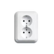 Розетка 2-м Schuko Alpha nea 16А 250В бел. глянцевый ABB 2014-0-1247