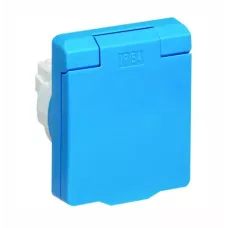 Розетка UJP Schuko 10/16А 250В 2P+E панельн. с защ. крышкой IP54 син. ABB 3288 AZ