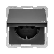 Розетка UJP Schuko 10/16А 250В 2P+E панельн. с защ. крышкой IP54 черн. ABB 3288 NG