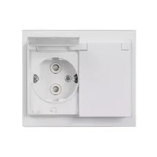 Розетка Double Schuko Impressivo 16А 250В в сборе с заземл. зажимные клеммы IP44 бел. ABB 302EUJW-84