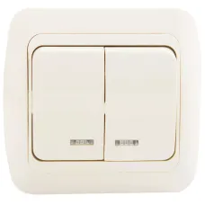 Выключатель 2-кл. TUNA с подсветкой Led крем./крем. ABB 502-010303-203