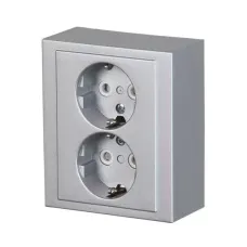 Розетка Impressivo 2мод. накладного монтажа алюм. ABB 402EA-83