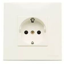 Розетка Schuko Zenit 16А 250В защ. шторки в сборе с заземл. бел. ABB N2288.2 BL
