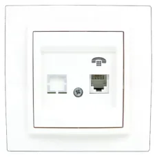 Розетка телефонная + гнездо Zena RJ11 бел. ABB 500-010200-221