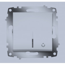 Выключатель кнопочный 1-кл. СП Cosmo 10А IP20 с подсветкой алюм. ABB 619-011000-206