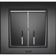 Выключатель 2-кл. Zena с подсветкой Led дым. ABB 500-011100-203