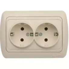 Розетка 2-м Tuna с заземл. крем./крем. ABB 502-000303-907