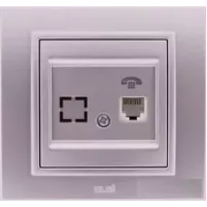 Розетка телефонная + гнездо Zena RJ11 без рамки сер. ABB 609-011000-221