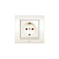 Розетка Zena защ. шторки с заземл. крем. ABB 500-010300-243