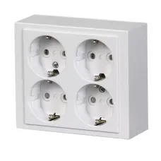 Розетка Schuko 4-м Impressivo для накладного монтажа бел. ABB 404EA-84