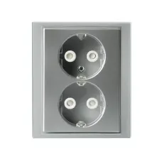 Розетка Double Schuko Impressivo 16А 230В с рамкой алюм. ABB 302EUJ-83