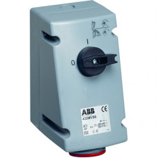 Розетка 216MVS4 16А 2P+E 4ч с выкл. и мех. блокировкой IP43 ABB 2CMA167645R1000