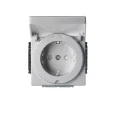 Розетка Schuko Impressivo 16А 230В IP21/44 с защ. крышкой алюм. ABB 20EUCK-83