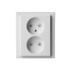 Розетка Double Schuko Impressivo 16А 230В без заземления бел. ABB 302UJ-84