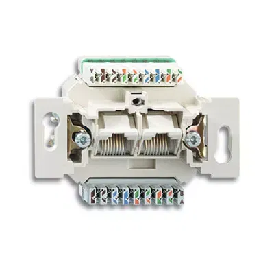 Механизм розетки комп. + телеф. 2 поста UAE 8/8 пол. раздельно RJ45 CAT.6E неэкранированная до 250МГц ABB 0230-0-0400