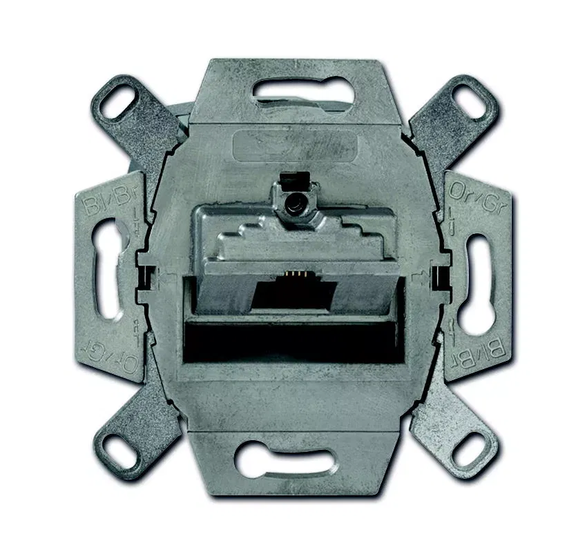 Механизм розетки комп. + телеф. 1 пост UAE 8 пол. RJ45 CAT.6E экранированная для 10-Gigabit/PoE+ Ethernet до 500МГц ABB 0230-0-0410