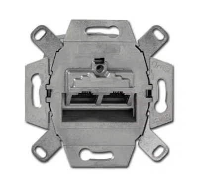 Механизм розетки комп. + телеф. 2мод. RJ45 UAE 8/8 6е экранир. для 10-Gigabit/PoE+ Ethernet до 500МГц ABB 0230-0-0412