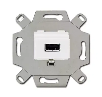 Механизм USB-розетки/разъема USB-type A USB2.0 5 полюсов альпийский бел. ABB 0230-0-0419