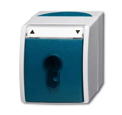 Выключатель жалюзи 2п с ключом (для замка) IP44 ocean сер./сине-зел. ABB 1101-0-0916