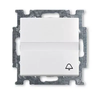 Кнопка звонковая н.о. контакт с полем для надписи Basic 55 альпийский бел. ABB 1413-0-1086