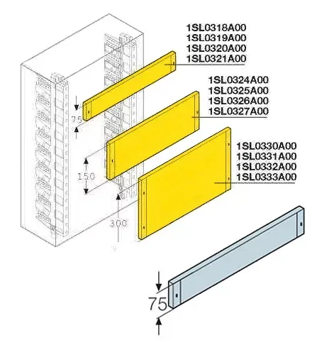 Панель глухая H=75мм для шкафов Gemini (размер 2-3) ABB 1SL0319A00