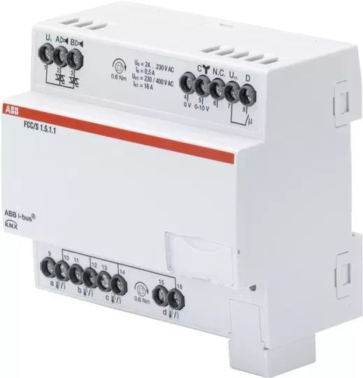 Фанкойл-контроллер FCC/S1.5.1.1 2xPWM-упр. клапанами вентилятором 0-10В ABB 2CDG110234R0011
