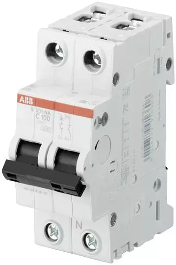 Выключатель автоматический модульный 2п (1P+N) C 100А 6кА S201-C100NA NA ABB 2CDS251103R0824