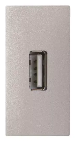Механизм USB разъема тип А с винтовым подкл. проводов (5п) 1мод. Zenit серебр. ABB 2CLA215580N1301