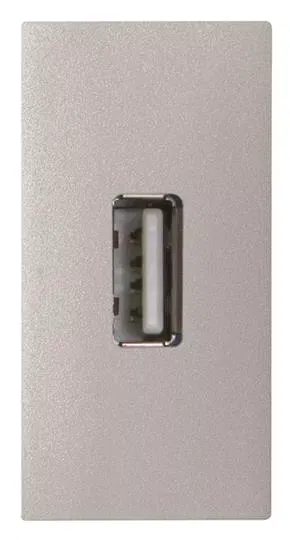 Механизм USB разъема тип А с USB разъем мама на тыльной стороне 1мод. Zenit серебр. ABB 2CLA215590N1301