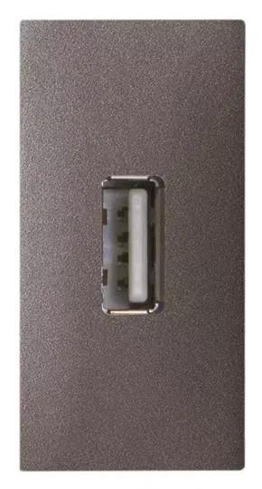 Механизм USB разъема тип А с USB разъем мама на тыльной стороне 1мод. Zenit антрацит ABB 2CLA215590N1801