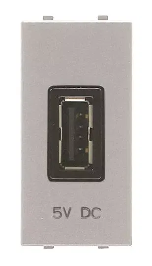 Механизм USB зарядного устройства, 1М, 2000 мА, 5В, серия Zenit, цвет серебристый 2CLA218520N1301 ABB