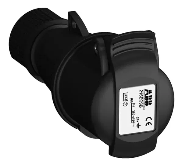 Вилка кабельная Easy&Safe 216EP9B 16А 2P+E IP44 9ч черн. ABB 2CMA103594R1000