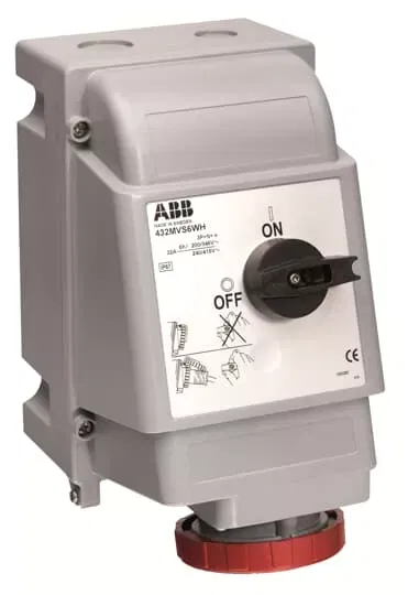 Розетка с выключателем с блокировкой MVS1WH216 MP1WH 16А 2P+E IP67 1ч ABB 2CMA163255R1000