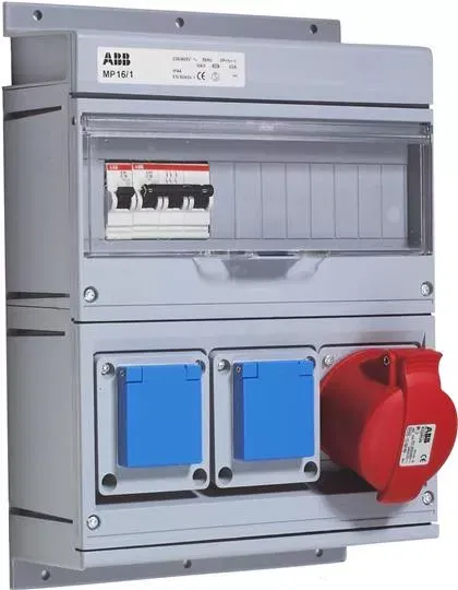Бокс MP16/1MS с розетками в сборе IP44 пластик ABB 2CMA168981R1000