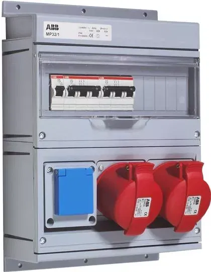 Бокс MP32/1 с розетками в сборе IP44 пластик ABB 2CMA168993R1000