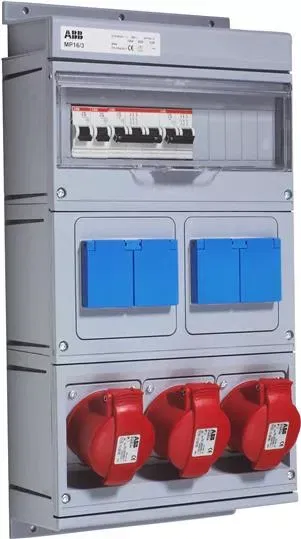 Бокс MP16/3 с розетками в сборе IP44 пластик ABB 2CMA168996R1000