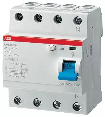 Выключатель диф. тока 4п 125А 100мА тип A F204 ABB 2CSF204101R2950