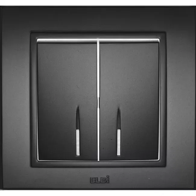Выключатель 2-кл. Zena с подсветкой Led дым. ABB 500-011100-203