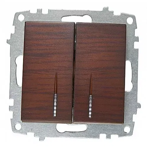 Выключатель 2-кл. Zena с подсветкой Led тем. орех ABB 500-012900-203