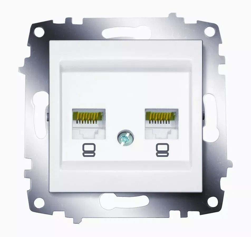 Механизм розетки комп. 2-м Cosmo (RJ45 CAT.6 + RJ45 CAT.6) бел. ABB 619-010200-248